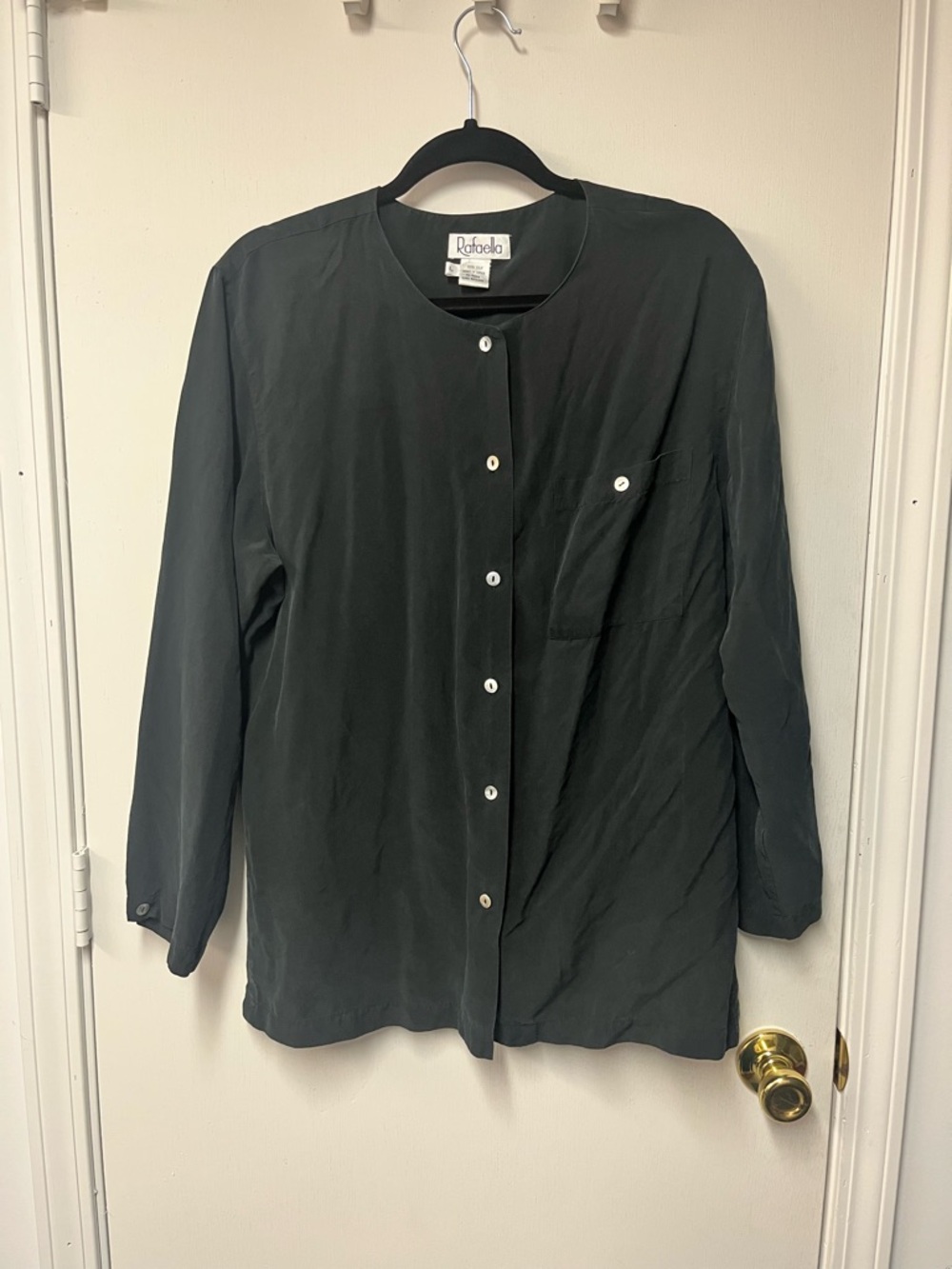 Rafaella Black Silk Button-Front Blouse